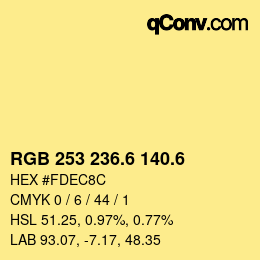 カラーコード: RGB 253 236.6 140.6 | qconv.com