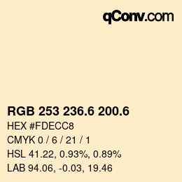 カラーコード: RGB 253 236.6 200.6 | qconv.com