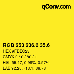 カラーコード: RGB 253 236.6 35.6 | qconv.com
