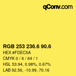 カラーコード: RGB 253 236.6 90.6 | qconv.com