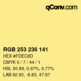 Color code: RGB 253 236 141 | qconv.com