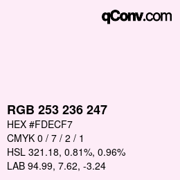 カラーコード: RGB 253 236 247 | qconv.com
