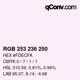 Color code: RGB 253 236 250 | qconv.com