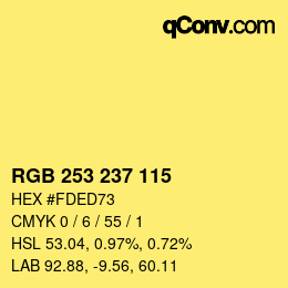 颜色代码: RGB 253 237 115 | qconv.com