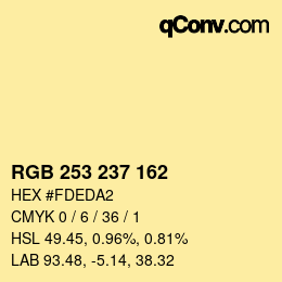 Color code: RGB 253 237 162 | qconv.com