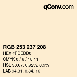 颜色代码: RGB 253 237 208 | qconv.com