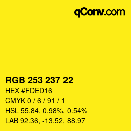 Color code: RGB 253 237 22 | qconv.com