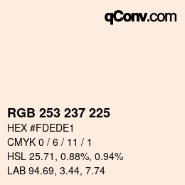 Color code: RGB 253 237 225 | qconv.com