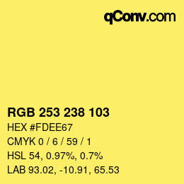 Farbcode: RGB 253 238 103 | qconv.com