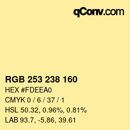 Color code: RGB 253 238 160 | qconv.com