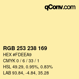 Color code: RGB 253 238 169 | qconv.com