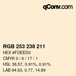 Color code: RGB 253 238 211 | qconv.com