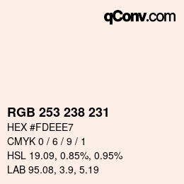 Color code: RGB 253 238 231 | qconv.com