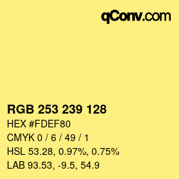Color code: RGB 253 239 128 | qconv.com