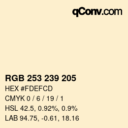 Color code: RGB 253 239 205 | qconv.com