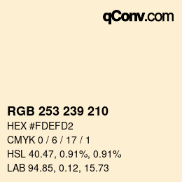Color code: RGB 253 239 210 | qconv.com