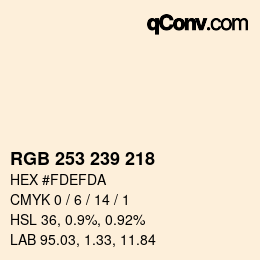 Color code: RGB 253 239 218 | qconv.com