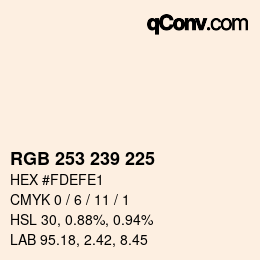 Color code: RGB 253 239 225 | qconv.com