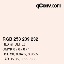 Color code: RGB 253 239 232 | qconv.com