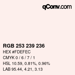 Color code: RGB 253 239 236 | qconv.com