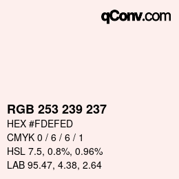 Color code: RGB 253 239 237 | qconv.com