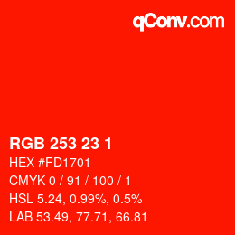 Color code: RGB 253 23 1 | qconv.com