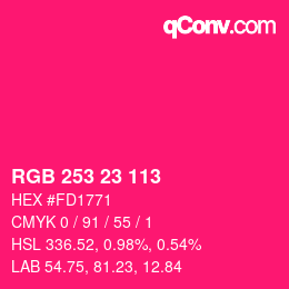 Color code: RGB 253 23 113 | qconv.com