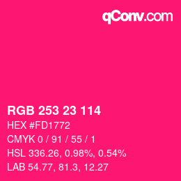 Color code: RGB 253 23 114 | qconv.com