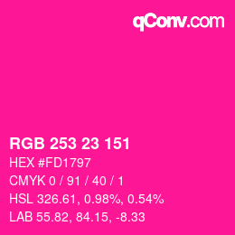 Color code: RGB 253 23 151 | qconv.com