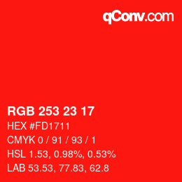 Color code: RGB 253 23 17 | qconv.com