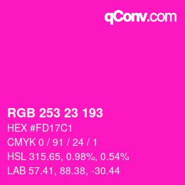 Color code: RGB 253 23 193 | qconv.com