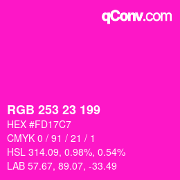 カラーコード: RGB 253 23 199 | qconv.com