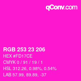 颜色代码: RGB 253 23 206 | qconv.com