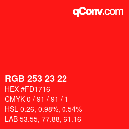 Color code: RGB 253 23 22 | qconv.com