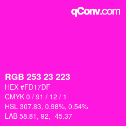Color code: RGB 253 23 223 | qconv.com