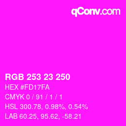 Color code: RGB 253 23 250 | qconv.com