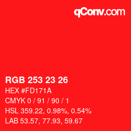 Color code: RGB 253 23 26 | qconv.com