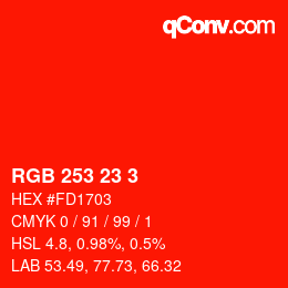カラーコード: RGB 253 23 3 | qconv.com