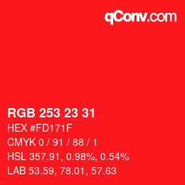 Color code: RGB 253 23 31 | qconv.com