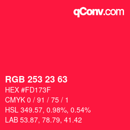 カラーコード: RGB 253 23 63 | qconv.com
