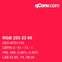 Color code: RGB 253 23 69 | qconv.com