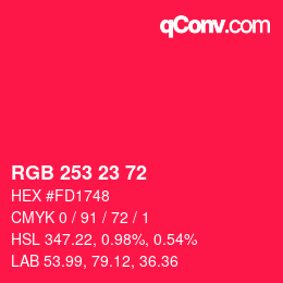 カラーコード: RGB 253 23 72 | qconv.com