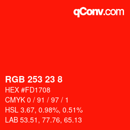 Color code: RGB 253 23 8 | qconv.com
