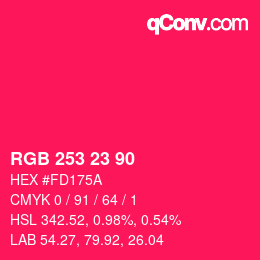 Color code: RGB 253 23 90 | qconv.com