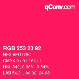カラーコード: RGB 253 23 92 | qconv.com