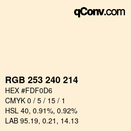 カラーコード: RGB 253 240 214 | qconv.com