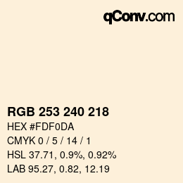 Code couleur: RGB 253 240 218 | qconv.com