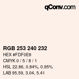Color code: RGB 253 240 232 | qconv.com