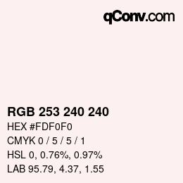 Color code: RGB 253 240 240 | qconv.com