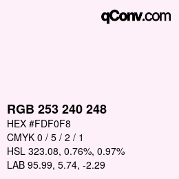 カラーコード: RGB 253 240 248 | qconv.com
